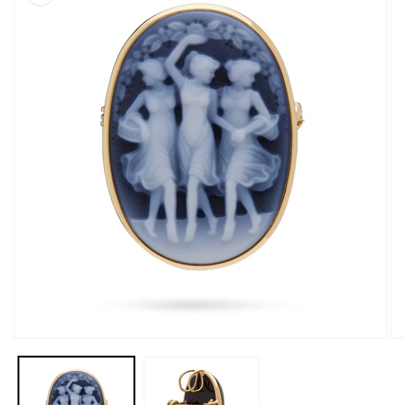 Classic Blue and Gold Cameo Brooch
